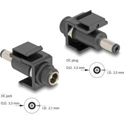 Delock Keystone Module DC 5.5 x 2.1 mm female to DC 5.5 x 2.5 mm male black