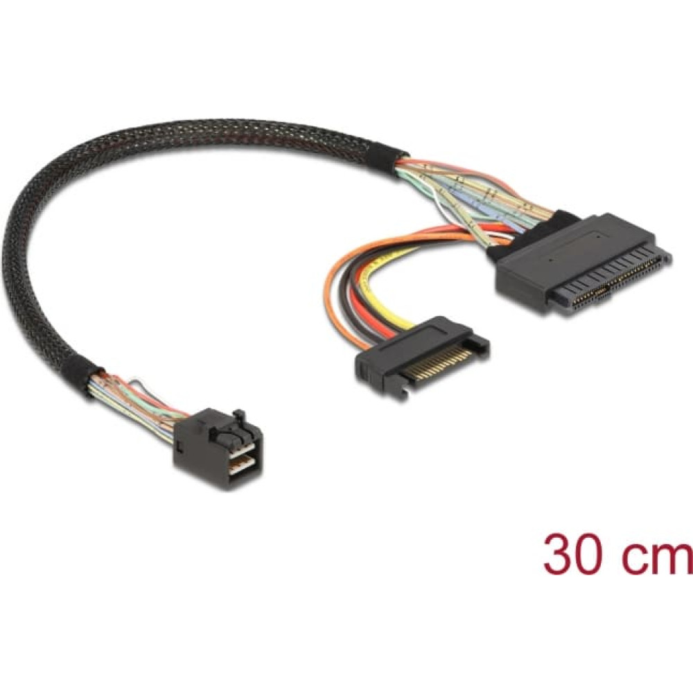 Delock Cable SFF-8643 male > U.2 SFF-8639 + SATA power connector 30 cm