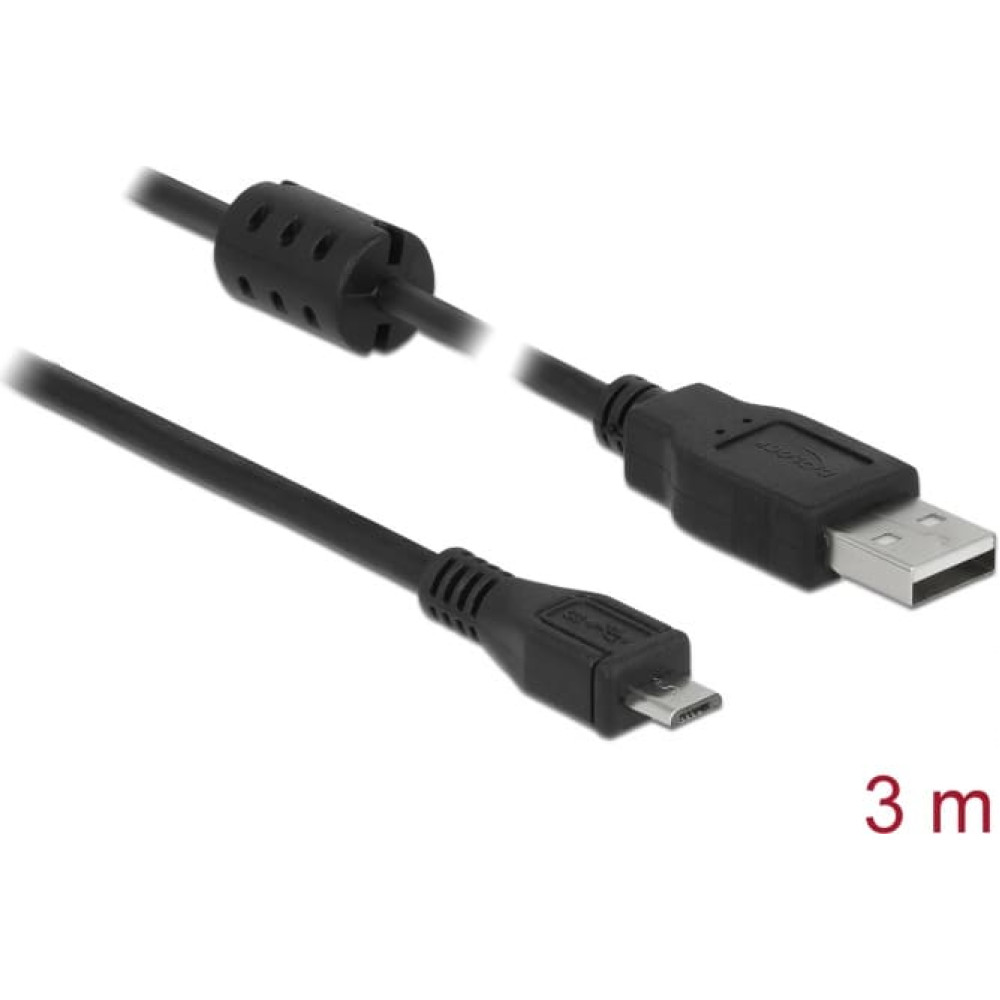 Delock Cable USB 2.0 Type-A male > USB 2.0 Micro-B male 3.0 m black