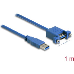 Delock Cable USB 3.0 Type-A male > USB 3.0 Type-A female panel-mount 1 m