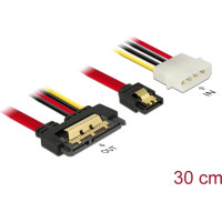 Delock Cable SATA 6 Gb/s 7 pin receptacle + Molex 4 pin power plug > SATA 22 pin receptacle straight metal 30 cm