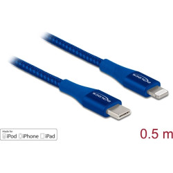 Delock Data and charging cable USB Type-C™ to Lightning™ for iPhone™, iPad™ and iPod™ blue 0.5 m MFi