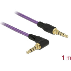 Delock Stereo Jack Cable 3.5 mm 4 pin male > male angled 1 m purple