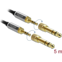 Delock Stereo Jack Cable 3.5 mm 3 pin male to male with screw adapter 5 m