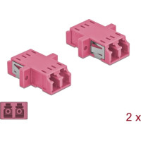 Delock Optical Fiber Coupler LC Duplex female to LC Duplex female Multi-mode 2 pieces violet
