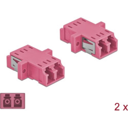 Delock Optical Fiber Coupler LC Duplex female to LC Duplex female Multi-mode 2 pieces violet
