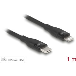 Delock Data and charging cable USB Type-C™ to Lightning™ for iPhone™, iPad™ and iPod™ black 1 m MFi
