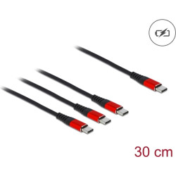 Delock USB Charging Cable 3 in 1 USB Type-C™ to 3 x USB Type-C™ 30 cm black / red