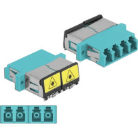 Delock Optical Fiber Coupler with laser protection flip LC Quad female to LC Quad female Multi-mode aqua