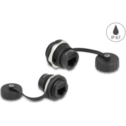 Delock RJ45 Cat.6 built-in connector with protective cap IP67 dust and waterproof