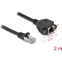 Delock Network Extension Cable S/FTP RJ45 plug to RJ45 jack Cat.6A 2 m black