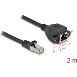 Delock Network Extension Cable S/FTP RJ45 plug to RJ45 jack Cat.6A 2 m black
