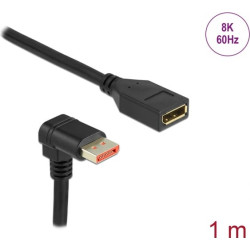 Delock DisplayPort extension cable male 90° downwards angled to female 8K 60 Hz 1 m