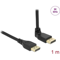 Delock DisplayPort cable male straight to male 90° upwards angled 8K 60 Hz 1 m without latch