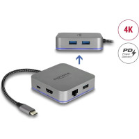 Delock USB Type-C™ Docking Station for Mobile Devices 4K - HDMI / Hub / LAN / PD 3.0 with LED illumination