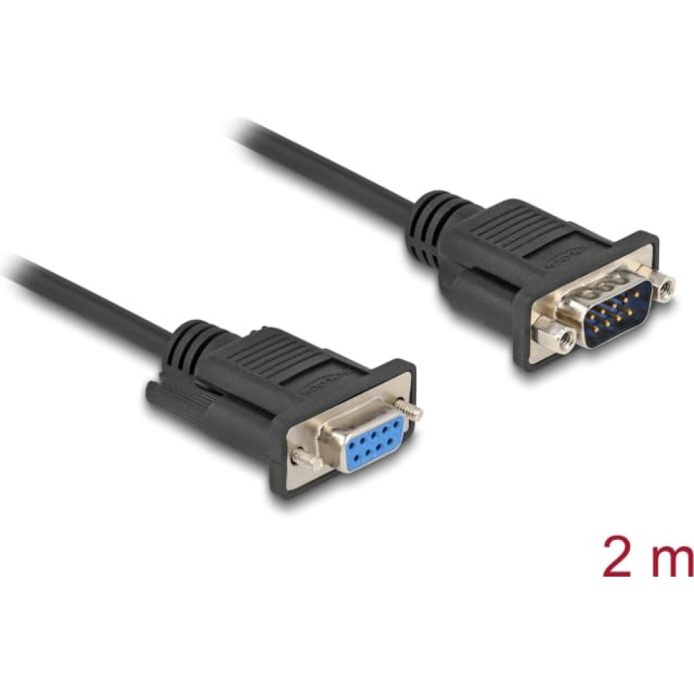 Delock Serial Cable RS-232 D-Sub9 male to female with narrow plug housing 2 m
