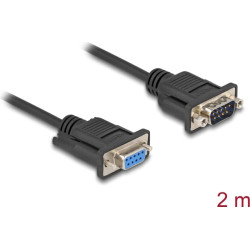 Delock RS-232 Cable Serial D-Sub9 male to female with narrow plug housing 2 m