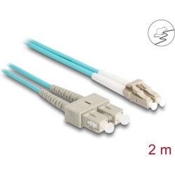 Delock Fiber Optical Cable with metal armouring LC Duplex to SC Duplex Multi-mode OM3 2 m