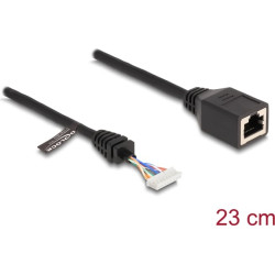 Delock Cable RJ45 jack to pin header female 2.00 mm 8 pin Cat.5e 23 cm black