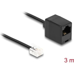 Delock Telephone Cable RJ11 plug to RJ45 jack black 3 m