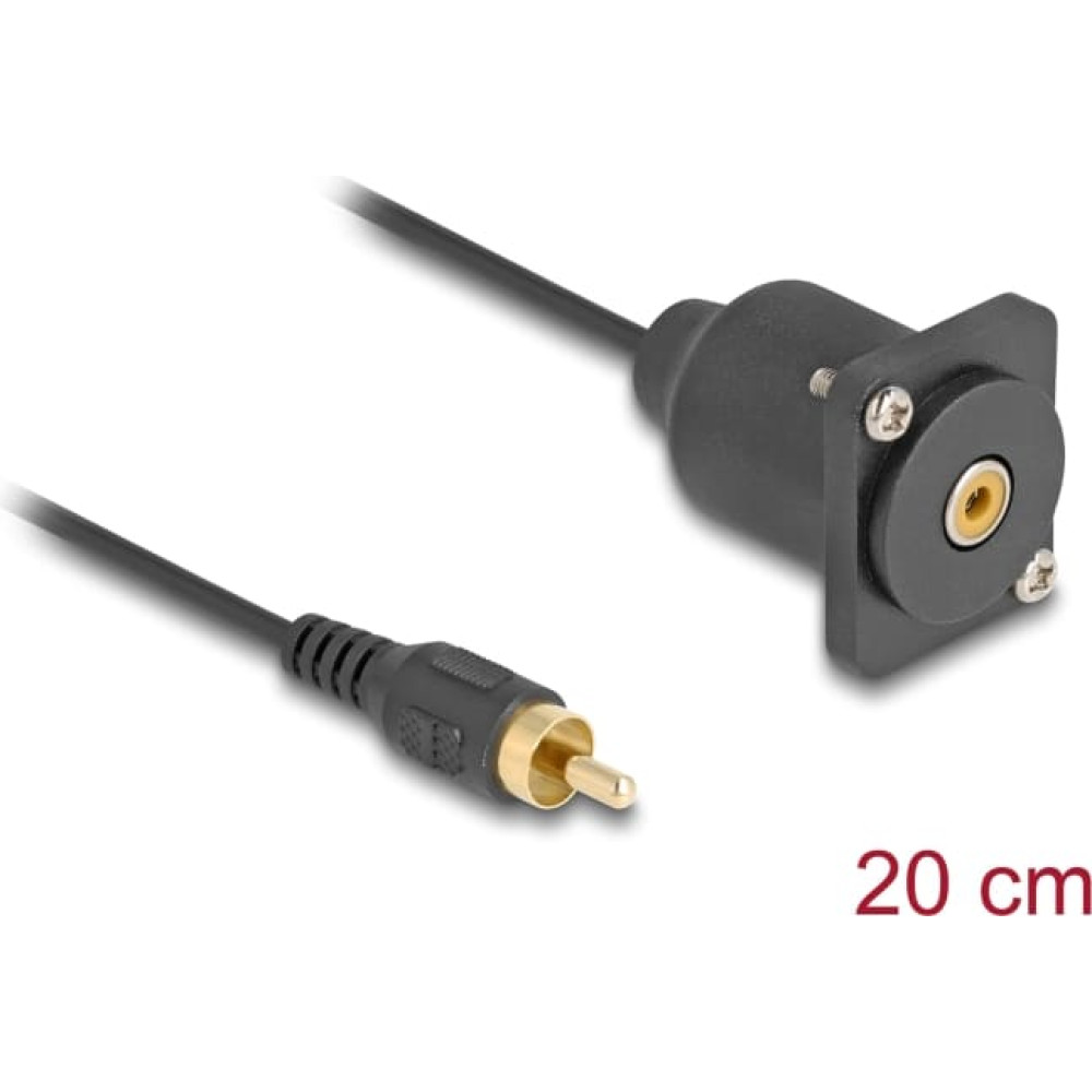 Delock D-Type Cable RCA male to female black 20 cm