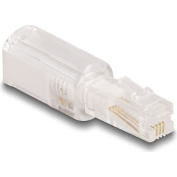 Delock Telephone Cable Anti-Twist Adapter RJ10 plug to RJ10 jack transparent / white