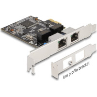 Delock PCI Express x1 Network Card Gigabit LAN 2 x RJ45 RTL8111