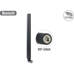 Delock WLAN 802.11 ac/a/h/b/g/n Antenna RP-SMA plug 5.5 - 9 dBi omnidirectional with tilt joint black