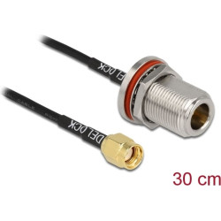 Delock Antenna Cable RP-SMA plug to N jack RG-174 30 cm