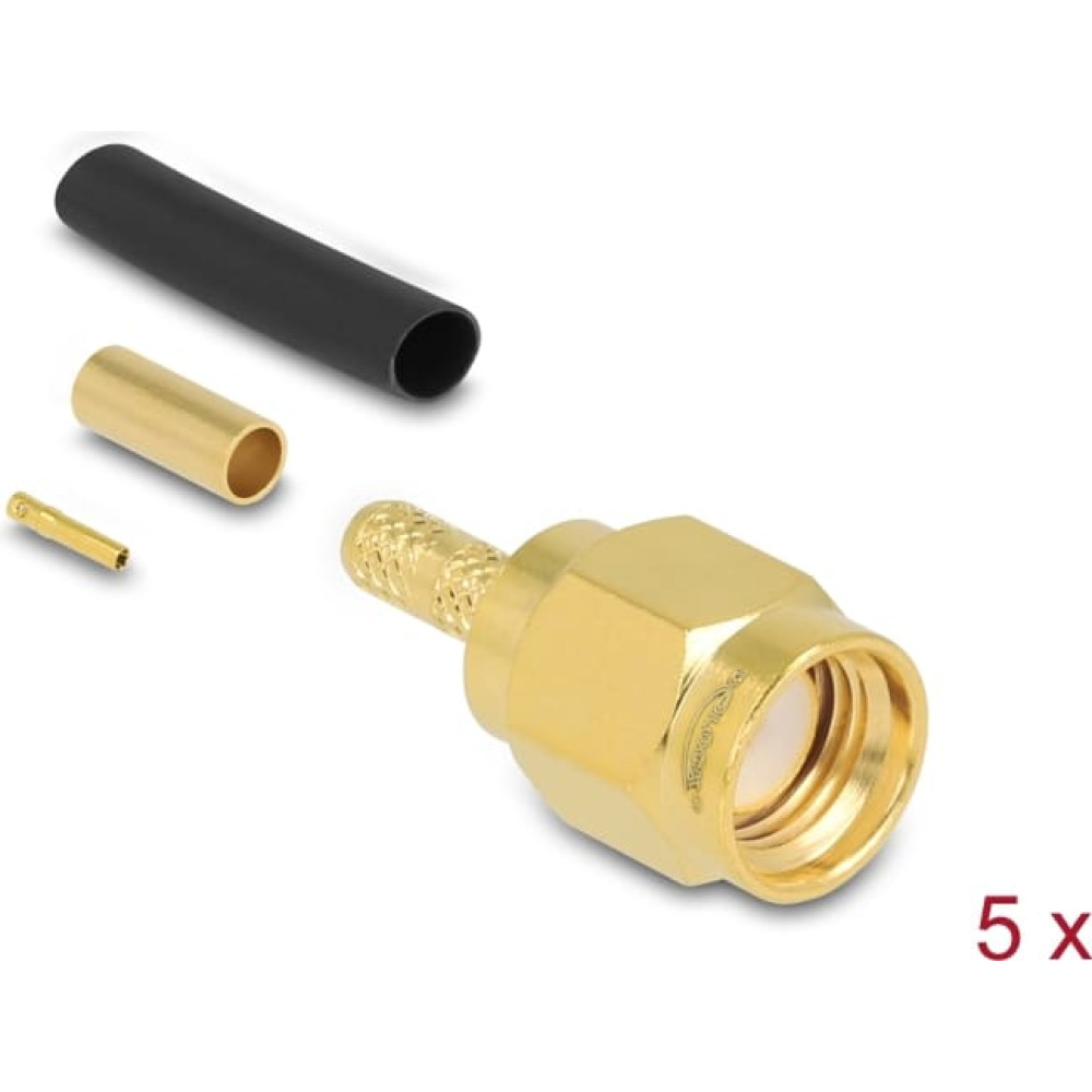 Delock RP-SMA plug for crimping RG-174 / RG-316 with matching shrink tube