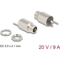 Delock Connector DC 5.5 x 2.1 mm female bulkhead soldering version - round 20 V / 9 A