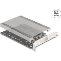 Delock PCI Express x16 Card to 4 x internal NVMe M.2 Key M with heat sink - Bifurcation (LxW: 145 x 111 mm)