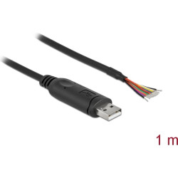 Delock Adapter cable USB 2.0 Type-A to Serial RS-232 with 9 open wires + Shielding 0.5 m