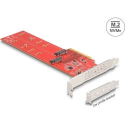 Delock PCI Express x8 Card to 2 x internal NVMe M.2 Key M 110 mm - Bifurcation - Low Profile Form Factor