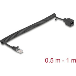 Delock RJ45 Coiled Cable plug to jack Cat.5e UTP 0.5 m to 1 m black