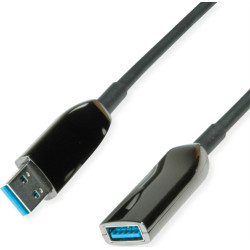 Roline USB 3.2 Gen 1 Extension Cable, 1 Port, AOC, M/F, black, 15 m