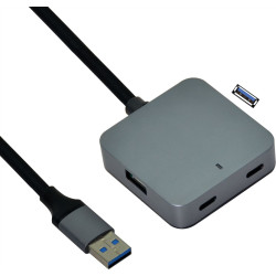 Value USB 3.2 Gen1 Hub, 4 Ports (2x A + 2x C), with Extension Cable, 5 m