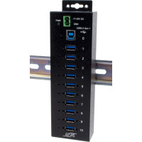 Exsys EX-1510HMVS 10 Port USB 3.2 Gen1 Managed Metall HUB mit 15KV ESD Überspannungs-Schutz Din-Rail