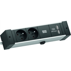 Bachmann DESK RAIL 2xUTE 1xUSB Charger 2.0m GST18