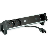 Bachmann DESK2 ALU BLACK 2xUTE 1xCM 1xUSBC 60W 0.2m GST18
