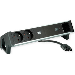 Bachmann DESK2 ALU BLACK 2xUTE 1xCM 1xUSBC 60W 0.2m GST18
