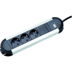 Bachmann PRIMO socket strip 3x earthing contact, aluminium, 1,75m