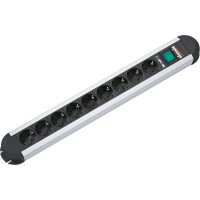Bachmann PRIMO socket strip 9x earthing contact, aluminium, with switch, 1.75 m