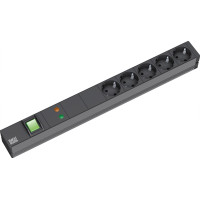 Bachmann 19" socket strip 5-way with GVS with switch, black