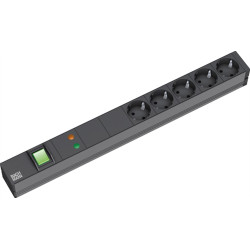Bachmann 19" socket strip 5-way with GVS with switch, black