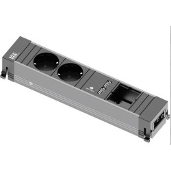 Bachmann CONFERENCE TOP FRAME Medium insert, 2x earthing contact, 2x USB charger, 1x ABD