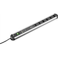 Bachmann PRIMO socket strip 6x earthing contact, Full device protection, switch, USB charger, 1.75 m