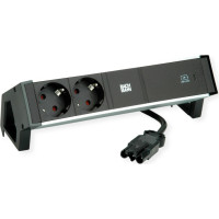Bachmann DESK2 ALU BLACK 2xprotective contact USB C, USB Charger 60W 0.2m GST18