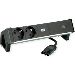 Bachmann DESK2 ALU BLACK 2xprotective contact USB C, USB Charger 60W 0.2m GST18