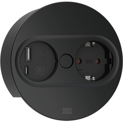 Bachmann TWIST 2 1xCEE7/3 1xUSB A/C 22W 2.0m AEH RAL9005 30GE round